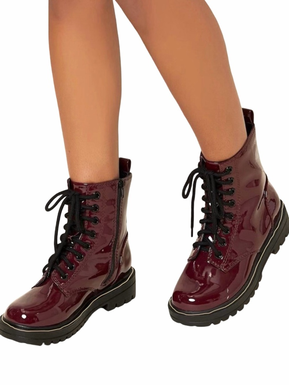 Sincerely Jules Harley Burgundy Lace-Up Combat Boots